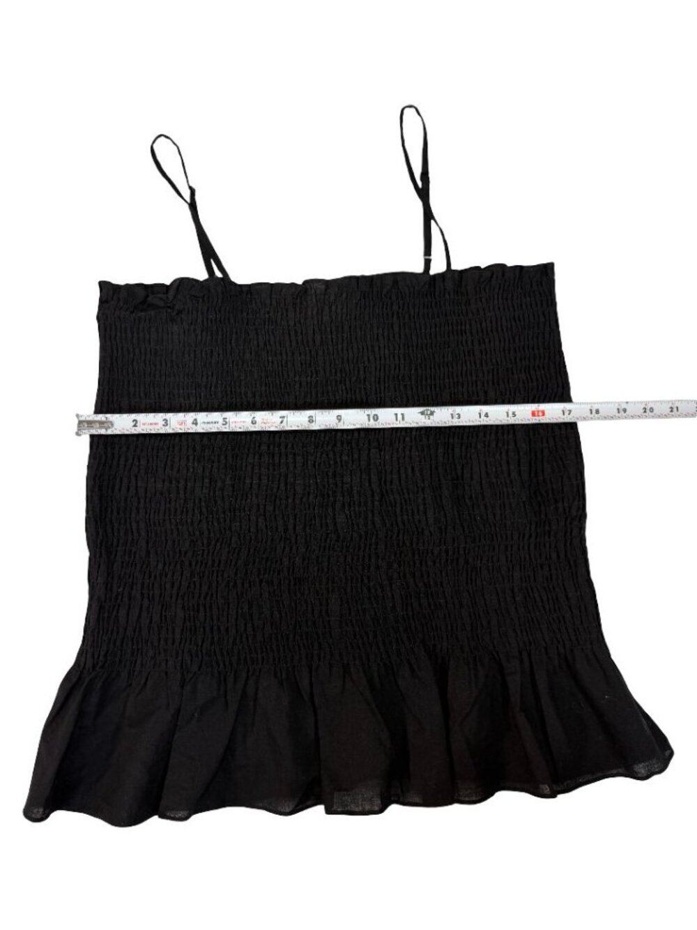 Anthropologie Women's Black Smocked Linen Blend Cami Top Size L Boho. - Picture 3 of 6